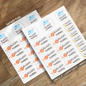 Safari Animal Fun Space School Labels | School Supplies Labels | Back to School Name Labels | Labels for School, Daycare, Personal Items