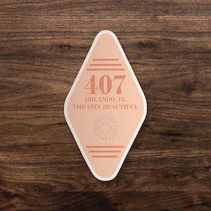 Sticker clé vintage rétro 407 Orlando Hotel, fenêtre découpée 3&quot;, 5&quot; ou 7&quot;, skateboard, voiture, sticker mural, vinyle pour ordinateur portable