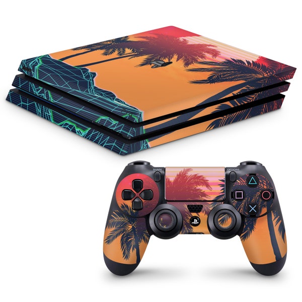 PlayStation 4 Pro Skin // Retro Sunset // Best Selling Vinyl Decal Sticker 3M Vinyl // Full Coverage PlayStation 4, PS4 Console Controller