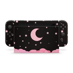 Roze en zwarte sterrenhemel skin wrap voor Nintendo Switch-apparaten | Standaard, OLED, 2, Lite