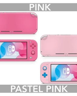 かわいいパステルカラーのNintendo Switch LITEスキン。単色ピンク