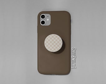 Cream Trendy Checkered Kindle & Phone Grip Decal Sticker | Booktok Accessory