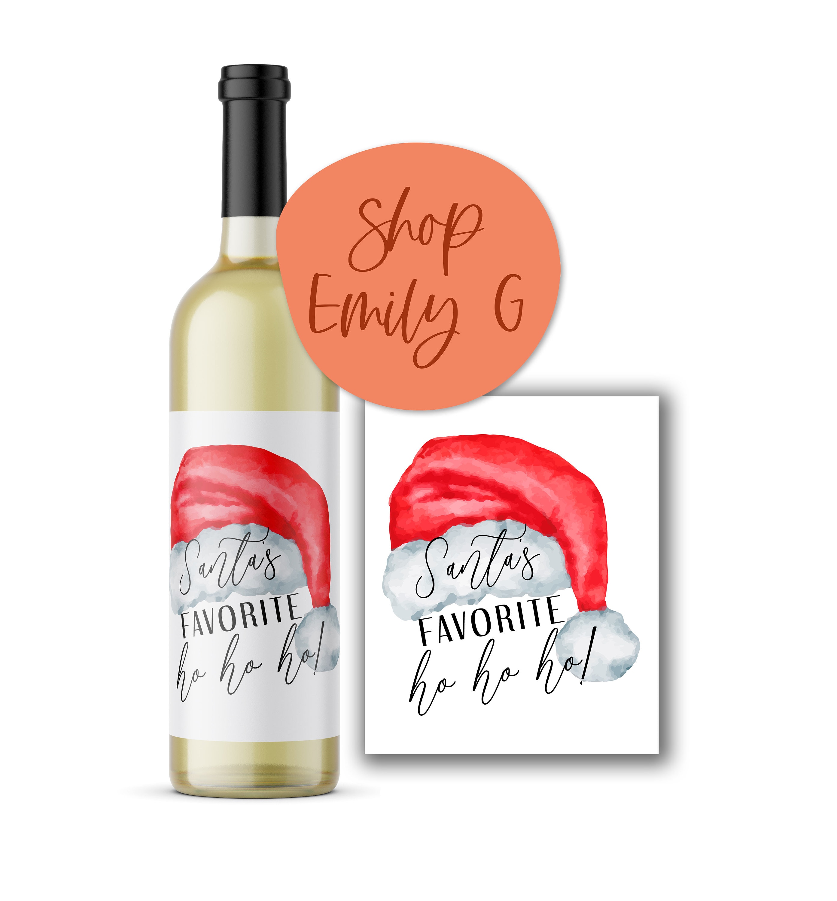 Santa's Favorite Ho Wine Bottle Label | Christmas Wine Bottle Label | Custom, High Quality Wine Label | Holiday Christmas Wine Gift Label