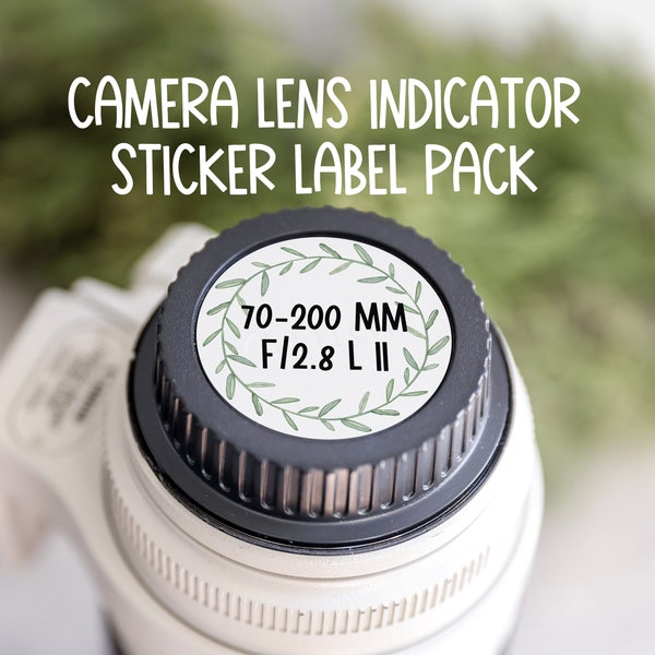 Green Watercolor Wreath Camera Lens Indicator Sticker Label | Singles + Packs | Canon Camera Label | Canon Sticker | Camera Lens Cap Sticker