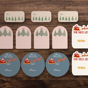 Ho Ho Ho Santa Claus Christmas Holiday Gift Labels | To From Holiday Labels Stickers | Xmas Present Decals | Personalized Gift Label Sheet