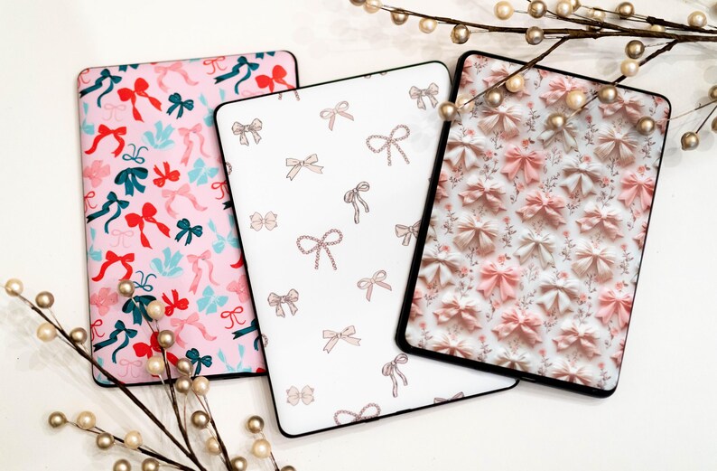 Beige strikjes Kindle Skin Wrap voor Amazon Fire, Paperwhite, Oasis, Scribe, Kobo, Colorsoft afbeelding 4