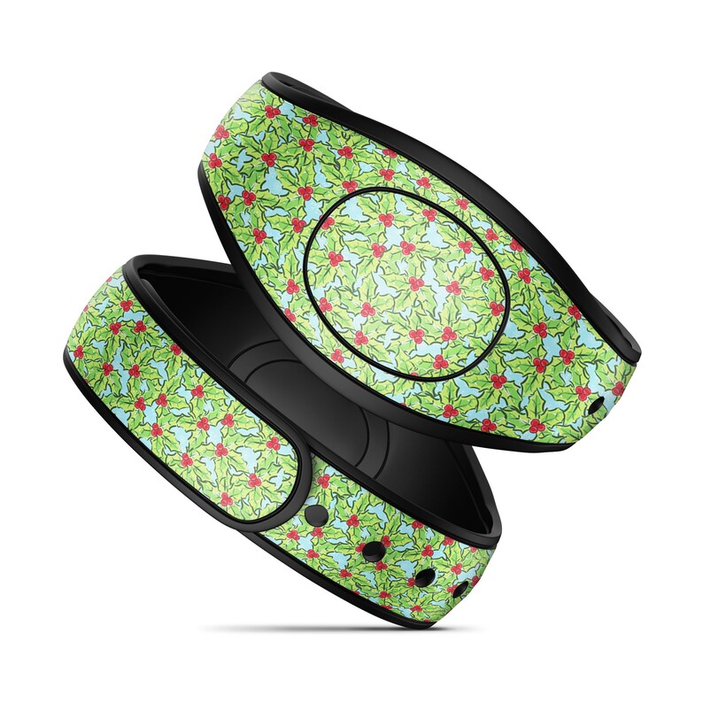 MagicBand Skin Wrap Available in Glitter Preppy Holly Preppy Christmas Decals for Disney MagicBand 2 Fits Adult /& Child Band