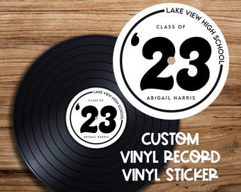 CLASS OF Classic Vinyl Sticker Decal for Record Senior Graduation Party Guestbook Musical Decor