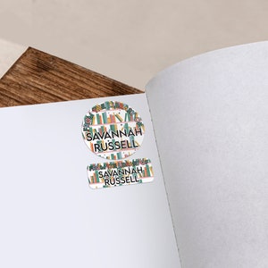 Trendy Book Shelf | Book Library Name Stickers | From the Library of | This Book Belongs To | Teacher Book Library Sticker | Book Labels |