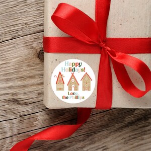 Gingerbread Houses | Christmas Gift Tag Sticker Labels | Gift Labels | Custom Gift Labels | Personalized Gift Label Sheet for Christmas