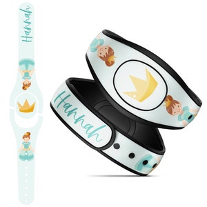 Magic Band Decal | Light Blue Princess with Name Magic Band 2 Skin | RTS Ready To Ship | Fits Adult & Child Bands | Available in Glitter!
