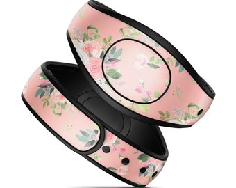 Pink Watercolor Floral Magic Band Decal | Patterned MagicBand Decals | MagicBand 2 | Available in Glitter | RTS Ready To Ship