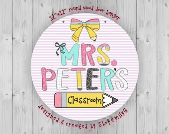 School Alphabet Wooden Teacher Hanging Sign for Classroom Door