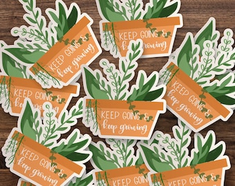 Keep Going, Keep Growing // Laptop Aufkleber // Skateboard Aufkleber // Wasserflasche Vinyl Aufkleber