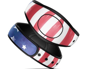 Watercolor American Flag Disney MagicBand 2.0 and PLUS Decal Sticker Wrap - Fits Adult & Kids!