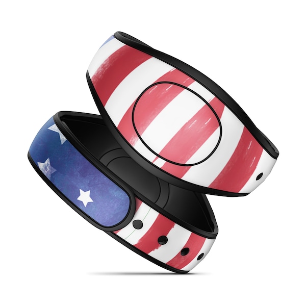 Watercolor American Flag Vinyl Decal Skin for Disney MagicBand+ and MagicBand 2.0 | Waterproof Magic Band Sticker Wrap