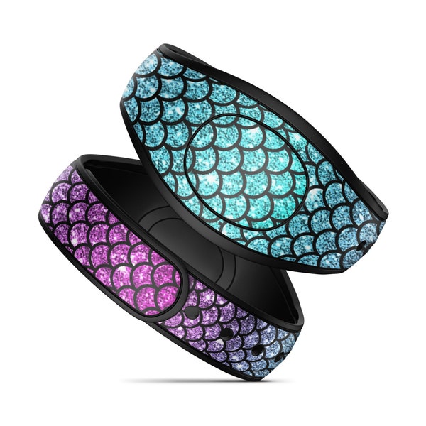 Purple and Teal Mermaid Scales Ombre Vinyl Decal Skin for Disney MagicBand+ and MagicBand 2.0 | Waterproof Magic Band Sticker Wrap