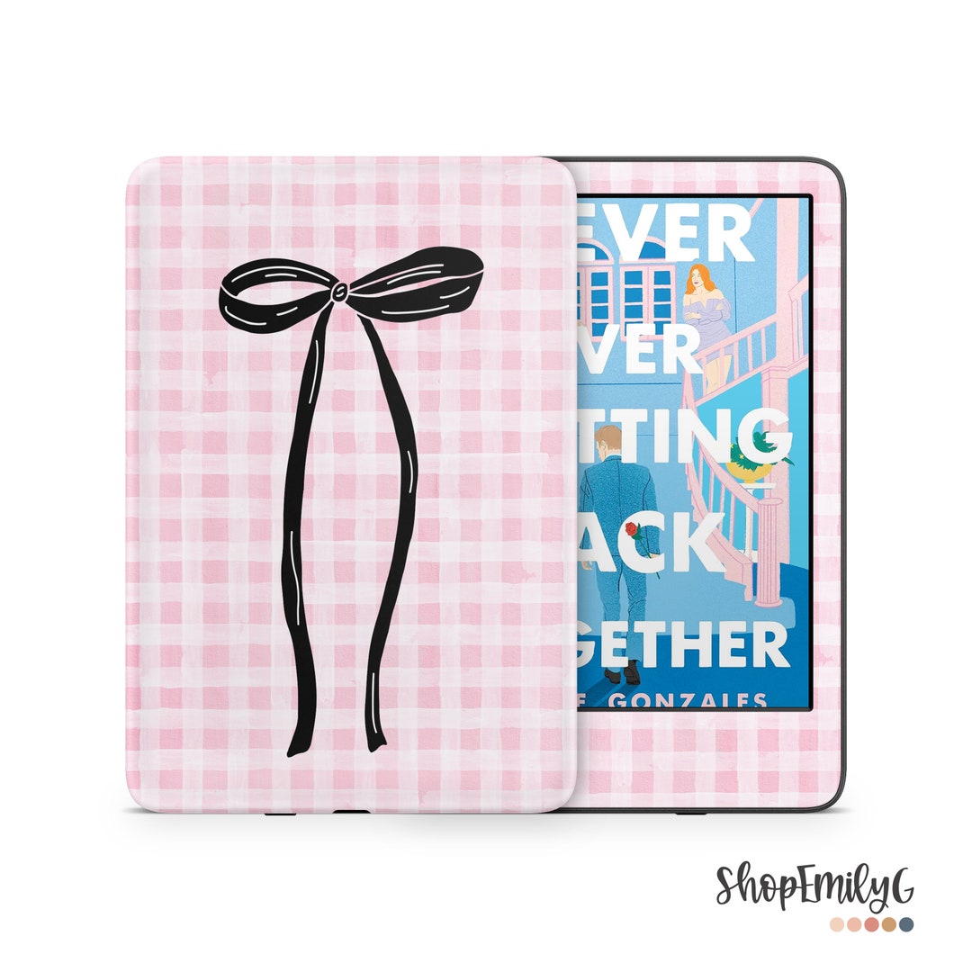 Coquette Gingham Bow Pink Kindle Decals Sticker Skin Vinyl Wrap for Kindle Paperwhite, Oasis