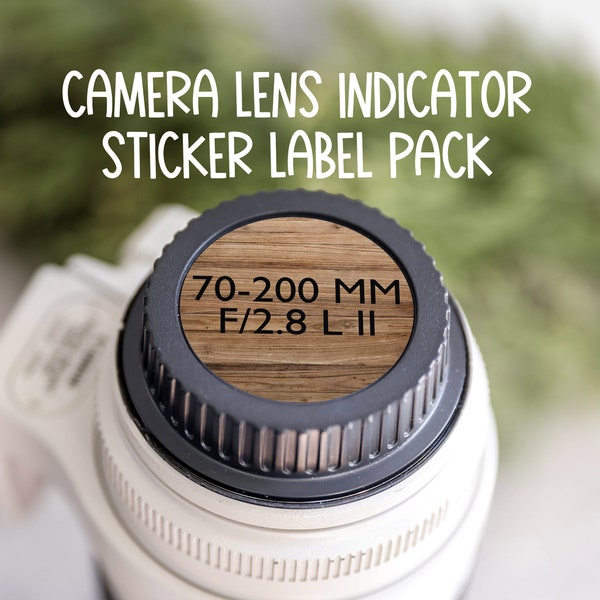 Wood Grain Classic Camera Lens Indicator Sticker Label | Singles + Packs | Canon Camera Label | Canon Sticker | Camera Lens Cap Sticker