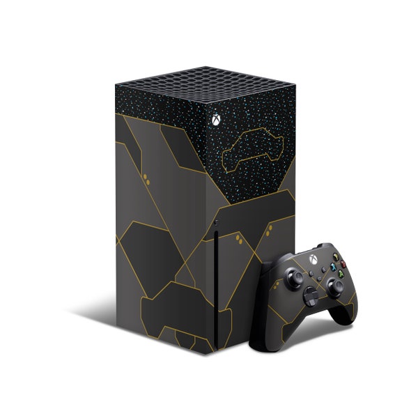 Xbox Series X Skin // Infinite Space Gold Hexagon // Best Selling Vinyl Decal Sticker 3M Vinyl // Full Coverage X Box Console Controller