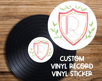 Floral Monogram Vinyl Sticker Decal for Record Wedding Guestbook Musical Decor