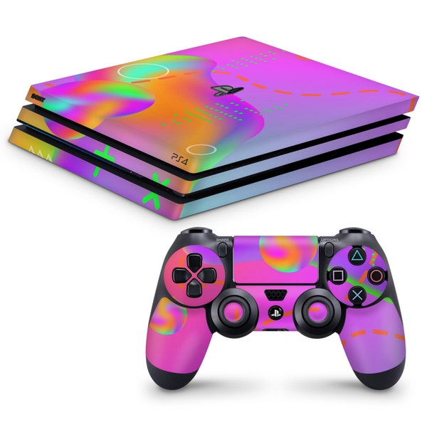 Playstation 4 Pro Skin // Electric Retro // Meistverkaufter Vinyl Aufkleber 3M Vinyl // Full Coverage Playstation 4, PS4 Konsole Controller