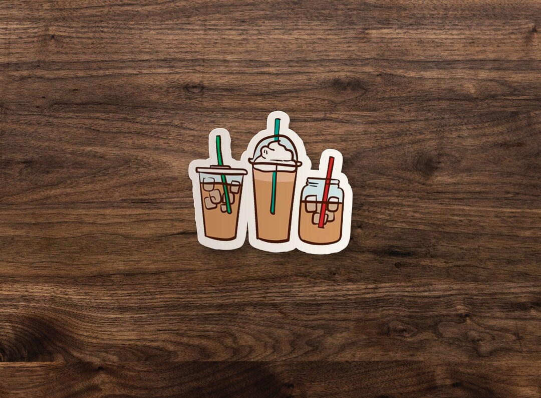 Iced Coffee Latte Trio Sticker for Kindle, Laptop, Booktok, Car Decal ...