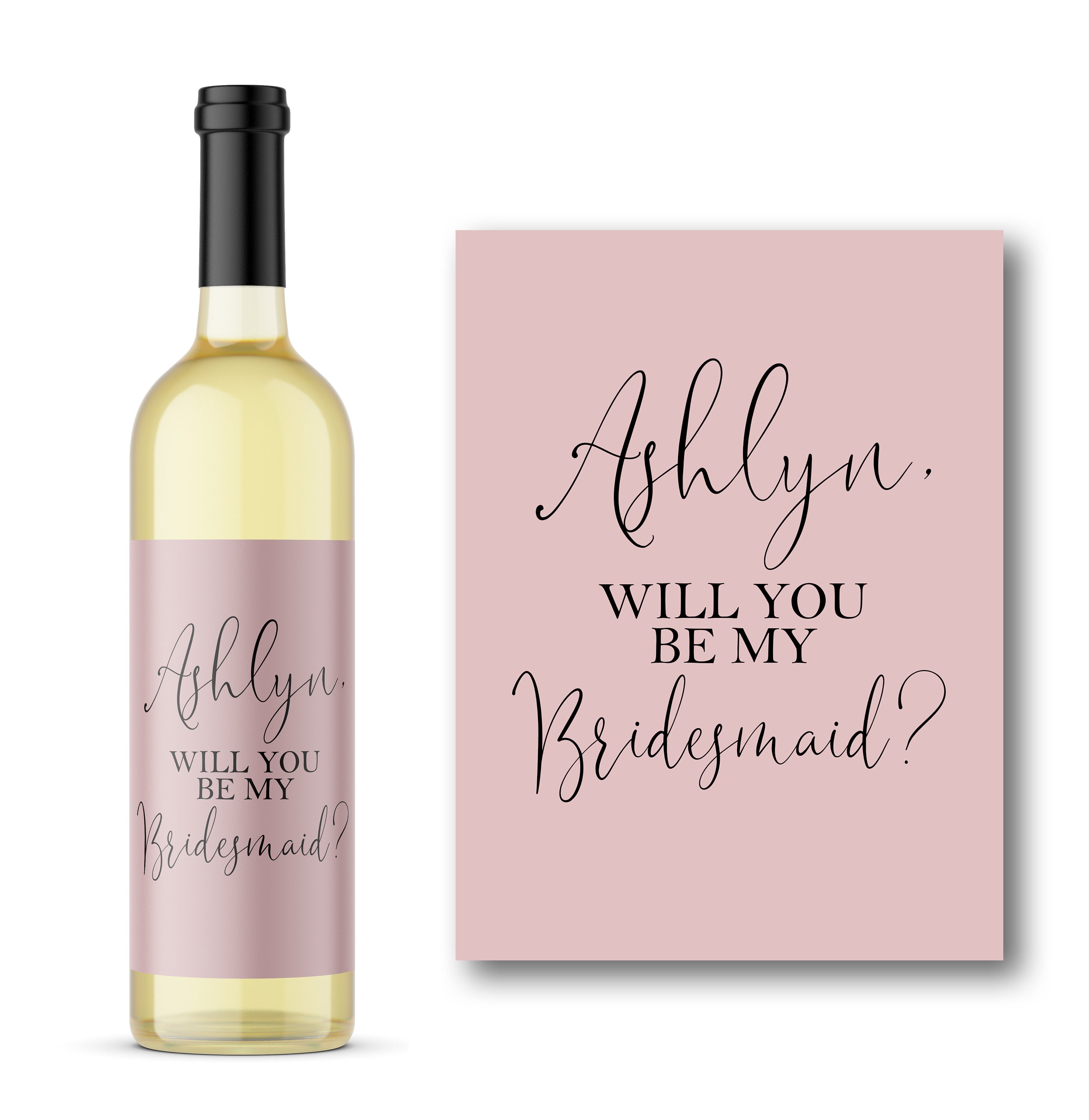 Custom Name Be My Bridesmaid? Wine Bottle Label | Custom Wine Bottle Label | High Quality Wine Label | Wine, Champagne Tall and Mini