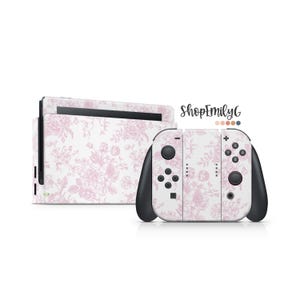 Vintage Pink Flowers Skin Wrap for Nintendo Switch Devices | Standard, OLED, 2, Lite