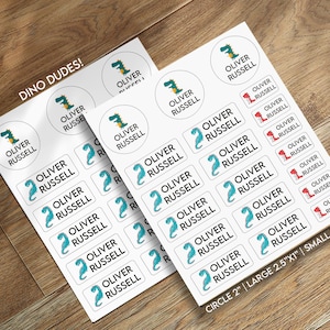Dino Kids School Labels | School Supplies Name Labels | Back to School Labels with Child&#39;s Name | Labels for School, Daycare, Personal Items