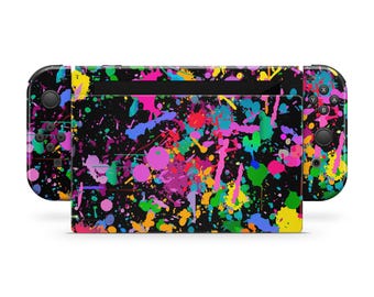 Layered Splatter Paint Aufkleber für Joy-Con Gaming Controller Konsole & Dock | Hochwertige 3 M Vinyl Vollabdeckung