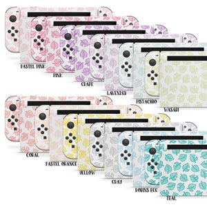 Pastellfärgat, enfärgat lövmönster för Nintendo Switch-enheter | Standard, OLED, 2, Lite
