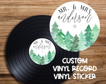 Christmas Tree Personalized Custom Vinyl Sticker Decal for Record Wedding Guestbook Musical Decor