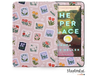 Floral Stamps Kindle Skin Wrap For Amazon Fire, Paperwhite, Oasis, Scribe, Kobo, Colorsoft