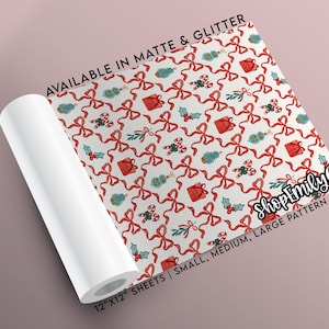 Christmas Coquette Icons & Bows Craft Vinyl for Silhouette, Cricut, DIY Vinyl | Craft Supplies, Vinyl Sheets, Adhesive Indoor Outdoor Vinyl