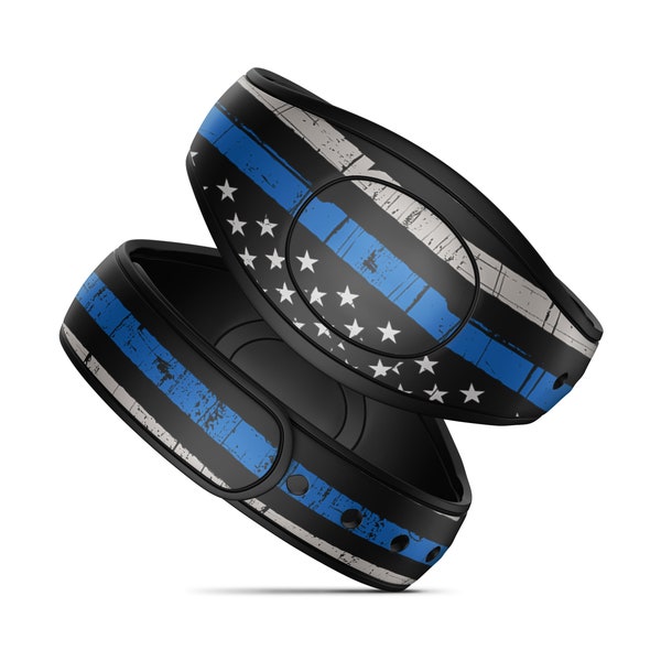 Thin Blue Line Vinyl Decal Skin for Disney MagicBand+ and MagicBand 2.0 | Waterproof Magic Band Sticker Wrap