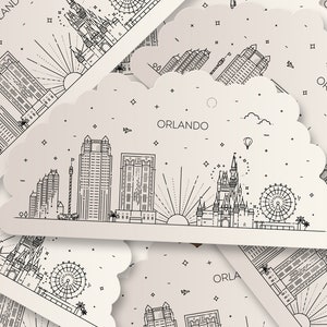 Adesivo skyline di Orlando, Florida / Adesivo in vinile fustellato per finestre, skateboard, auto, parete, laptop con skyline di Orlando - 3", 5" o 7"