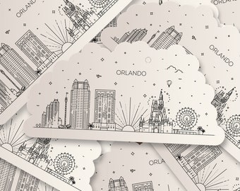 Pegatina del horizonte de Orlando, Florida para Kindle, portátil, Booktok, calcomanía para coche en varios tamaños