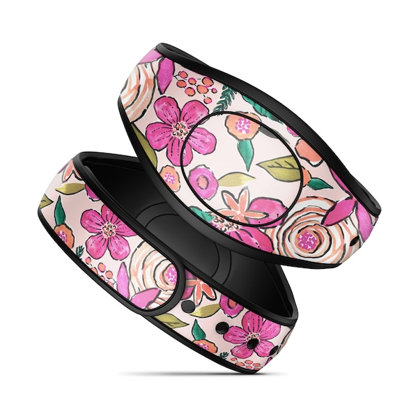 Magic Band Decal for Disney Magic Bands | Preppy Peach Flowers MagicBand 2 Skin | Fits Both Adult and Child Bands