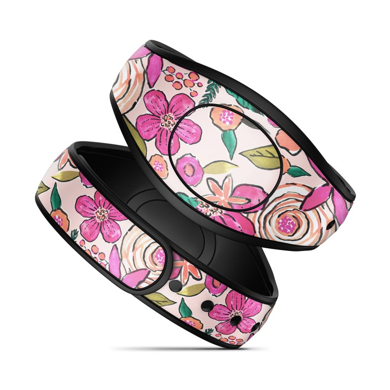 Magic Band Decal for Disney Magic Bands Preppy Peach Flowers MagicBand 2 Skin Fits Both Adult and Child Bands