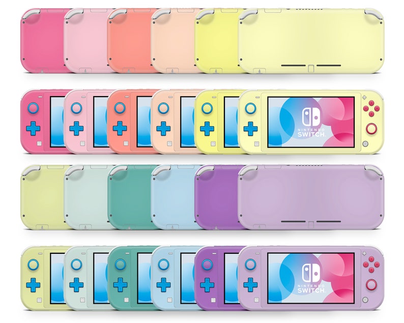 Cute Pastel Nintendo Switch LITE Skin Solid Color Pink, Robins Egg, Teal, Lime, Coral, Sticker Decal, JoyCon, Available with Glitter Overlay