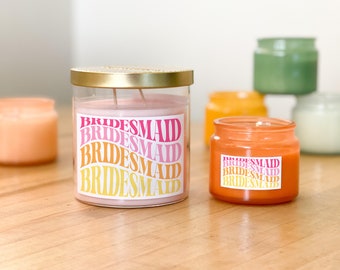 Bridesmaid Large and Small Candle Label | Bridesmaid Proposal Candle Gift | Wedding Candle Label | Bridesmaid Boho Gift Box Candle Gift