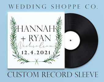 Greenery Name Personalized Record Sleeve Jacket for Music Lover Gift, Wedding, and Birthday