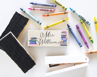 Book Addict Reading Teacher Dry Erase Chalkboard Eraser | Custom Personalized Teacher Eraser Gift | Gift for Teacher | White Board Eraser