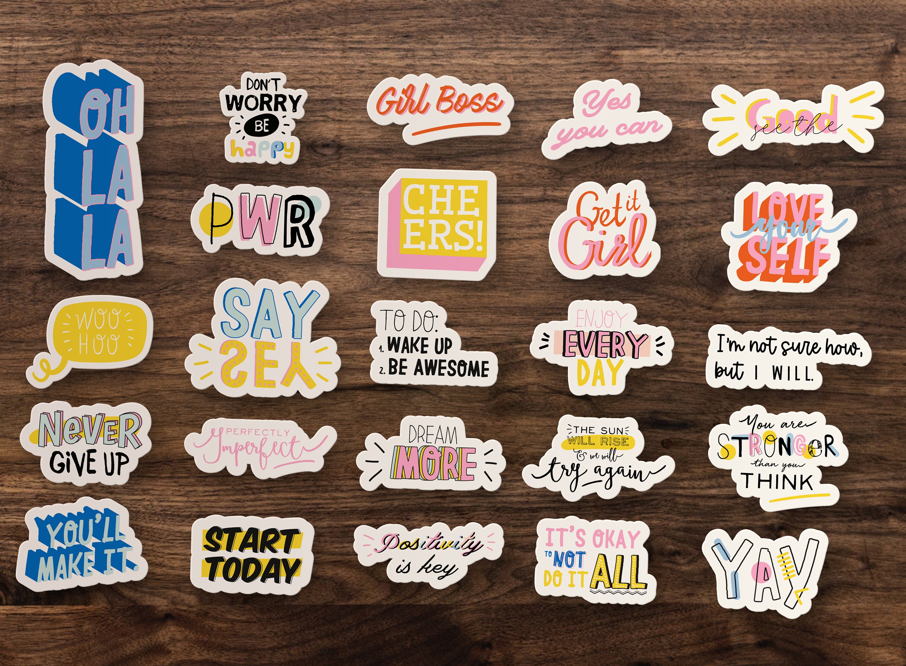 Inspirational Quote Collection Sticker 24 Pack Cute Aesthetic Girl 