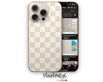 Beige Checkered Phone Skin Decal for All Current iPhone Models!