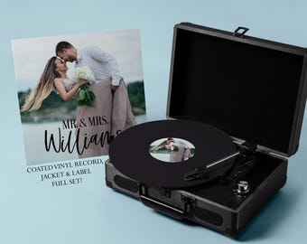 Custom Photo Vinyl Sticker + Record Sleeve Jacket Gift Set Music Lover, Wedding, and Birthday