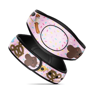 Pink Leckereien Aufkleber Vinyl Aufkleber Haut für Disney MagicBand+ und MagicBand 2.0 | Wasserfest Magic Band Sticker Glitter Wrap | RTS Versandfertig