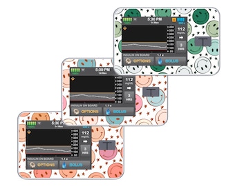 Tandem T:Slim X2 Sticker // Tslim Insulin Pump Decal Skin // Diabetic Medical Device Sticker // Boho Aesthetic Smiley Faces