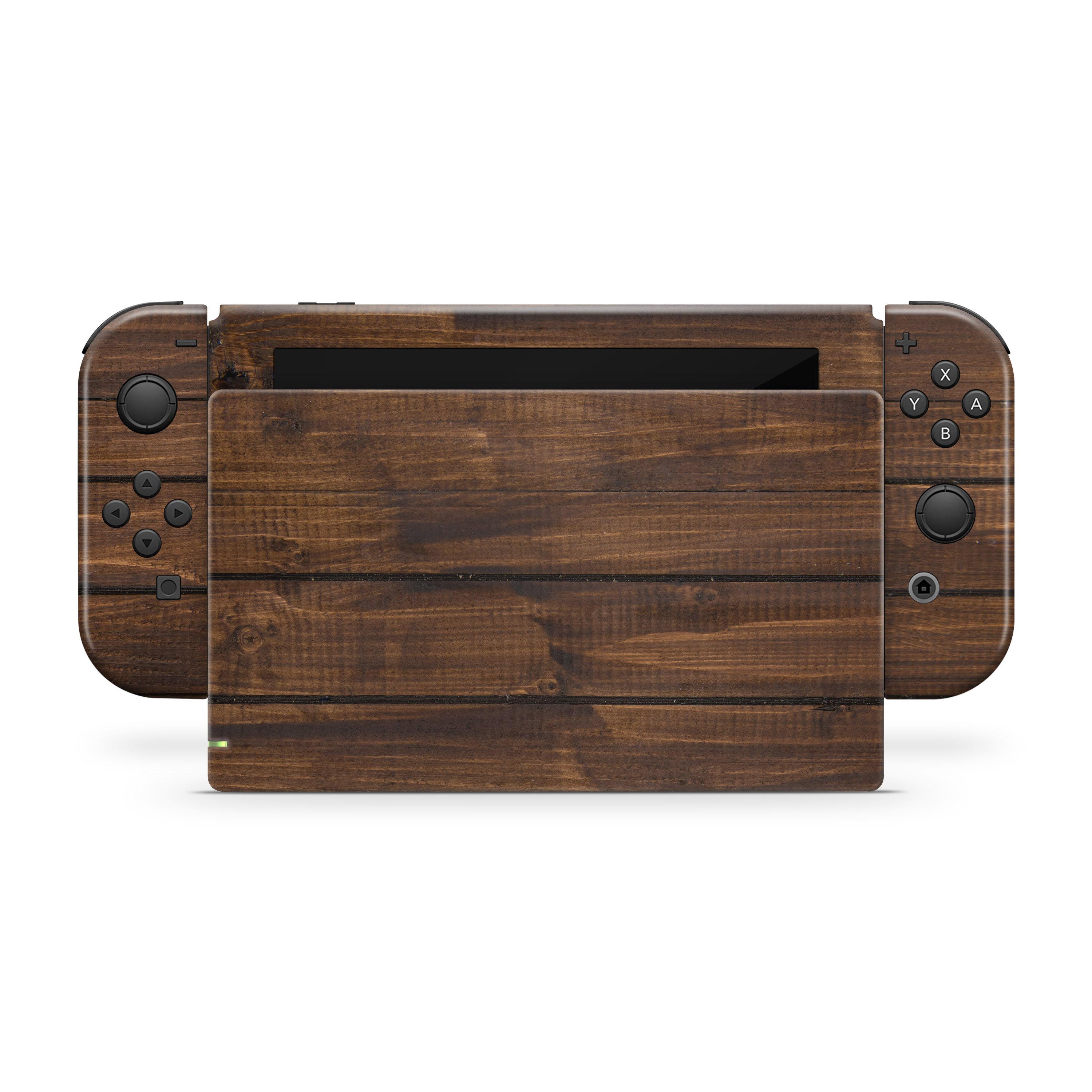 Nintendo Switchデバイス用ダークウッドグレインスキンラップ | 標準